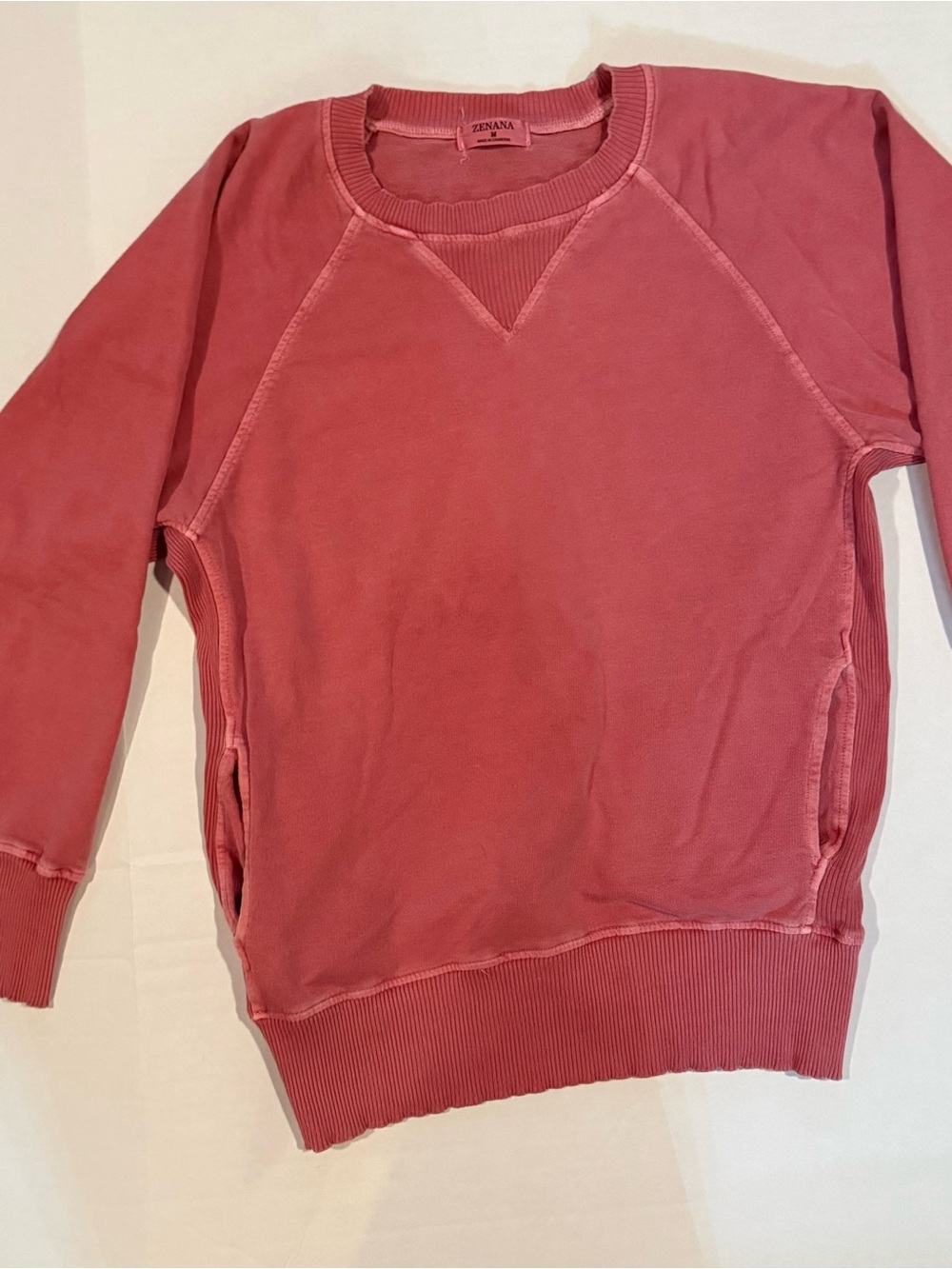 Zenana mineral wash raglan crewneck sweatshirt with side pockets